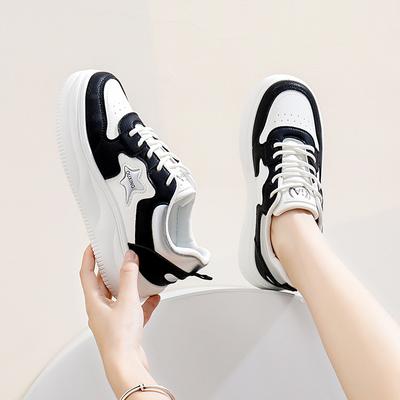 Height-increasing Little White Shoes Female Students Korean Version Tide 2024 Autumn New Board Shoes Thick-soled Breathable Casual Women's Shoes SH103