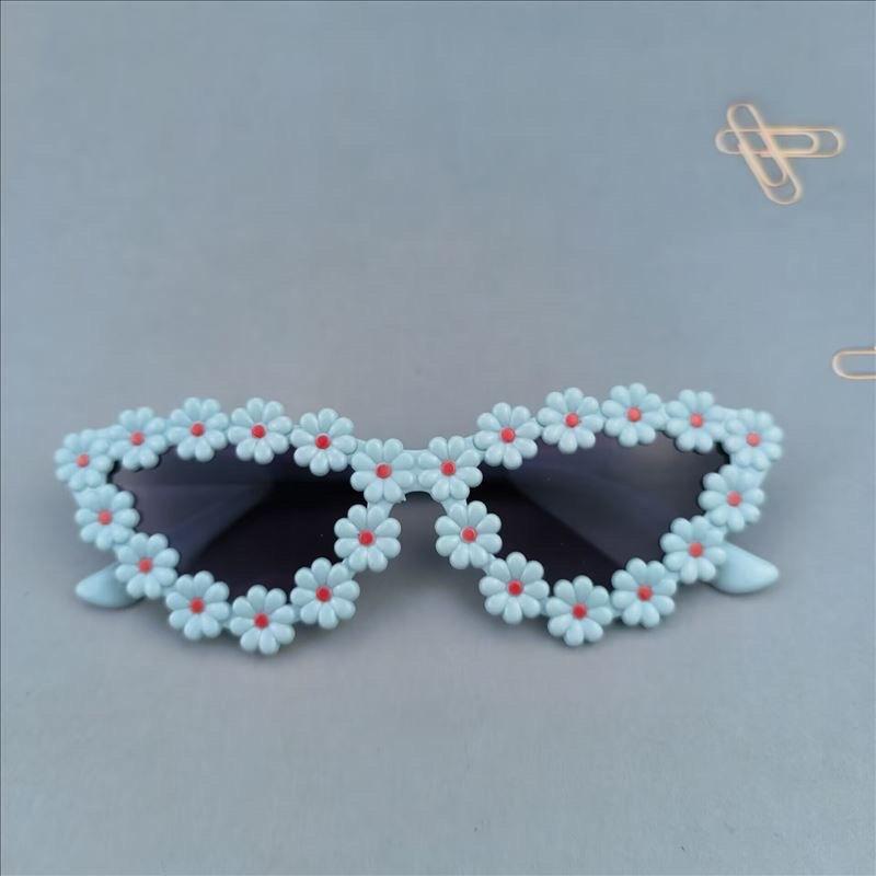 Kids Flower Sunglasses Cute Children Daisy Cat'S Eye Glasses Girls Boys Sport Shades Outdoor Uv Protection Round Eyewear Glasses