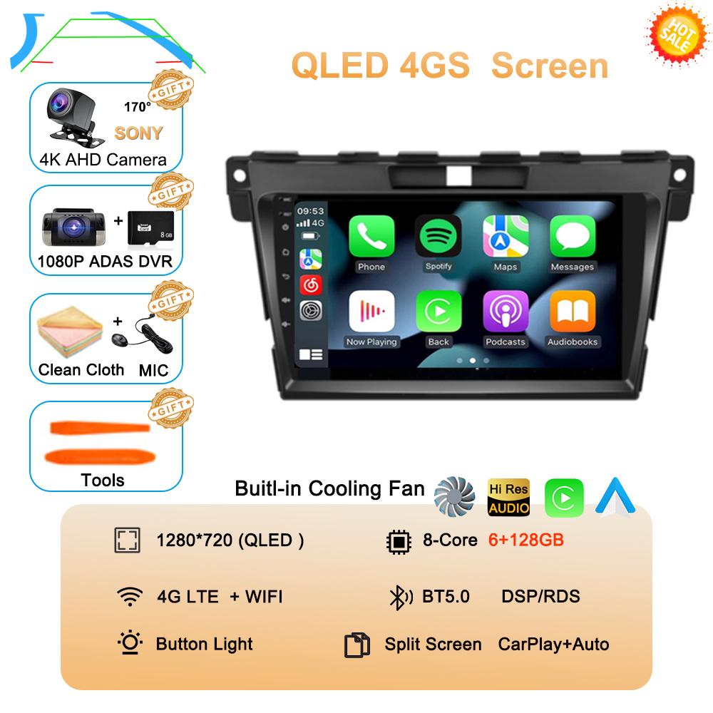 Android 14 DSP Car 2DIN GPS Navigation Radio Multimedia Video Player QLED For MAZDA CX-7 Cx7 Cx 7 2007 2008 2009 2010 2011-2014