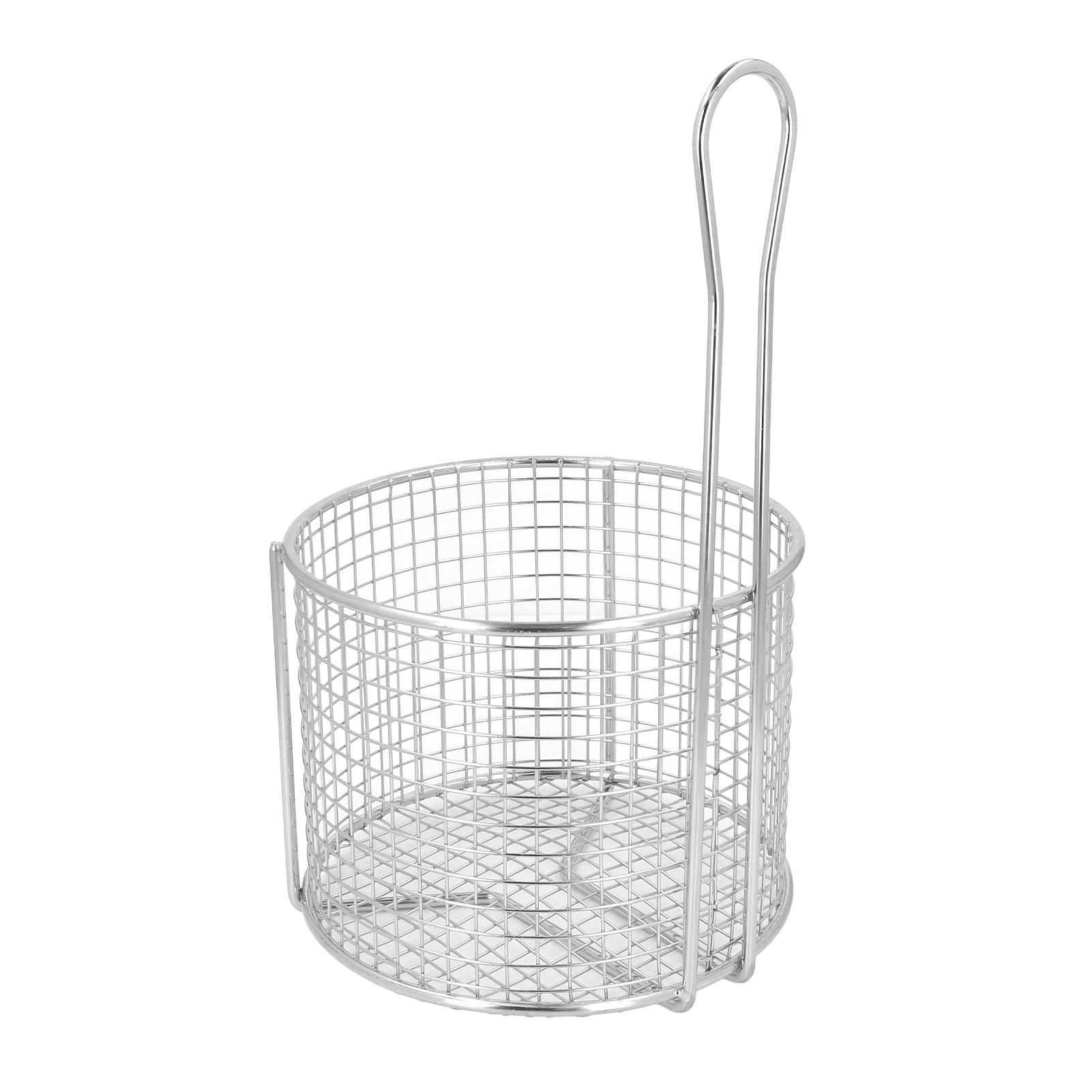 Stainless Steel Fry Basket Reusable Round French Fry Chip Fry Basket with Handle for Frying Serving Food