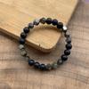 Faceted Chalcopyrite and Black Agate Bracelet