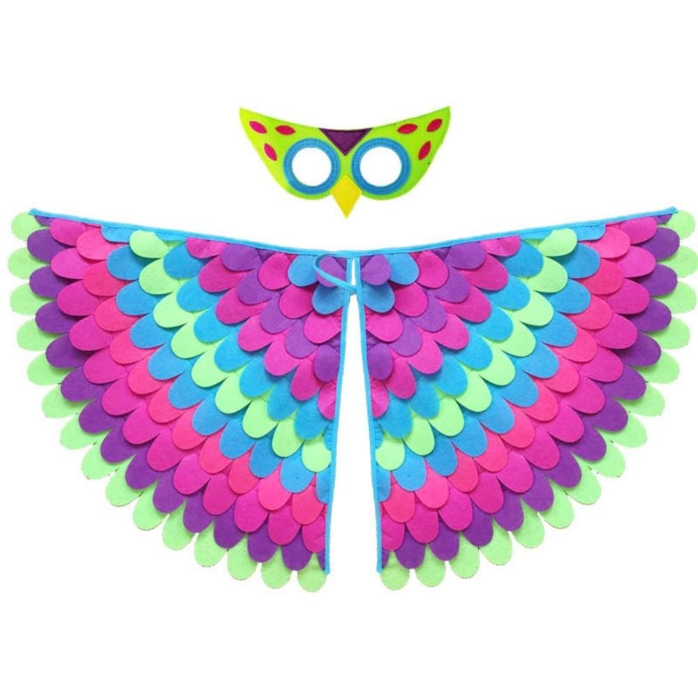 Bird Wings Halloween Cloak with Mask Felt Cloth Cape Mask Set  Stage Performance