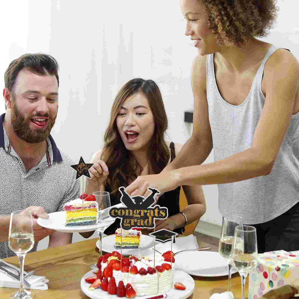 Congrats Grad Party Supplies Insert Card Decor Paper Cup Graduation Decorative Topper Fruit Picks