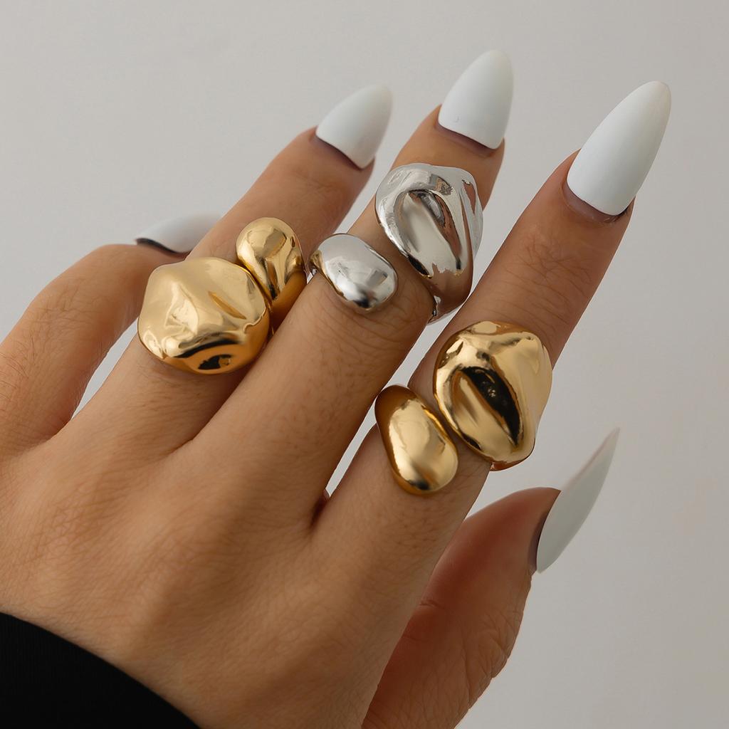 Wind Flüssigmetall Falten Offener Ring Damen, Personalisierter Glänzender Wassertropfen Umarmungsring Schmuck