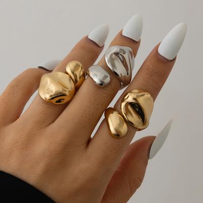 Exaggerated Liquid Water Droplets Hug Open Ring Female, Cold Metal Wind Ring Hand Jewelry