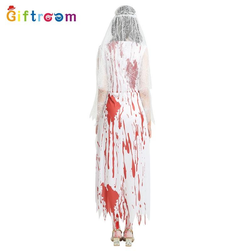Halloween Show Costume Long Dress Blood Ghost Bride Witch Vampire Ghost Cosplay Costume