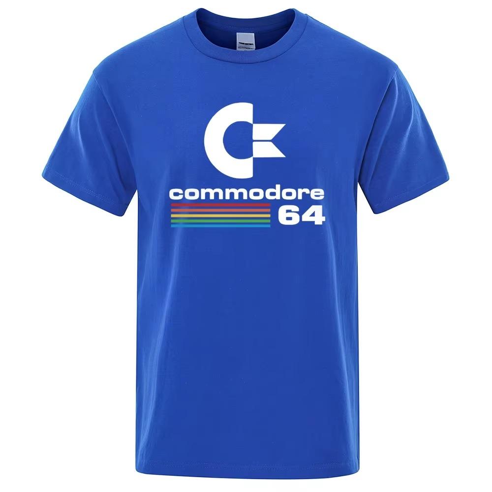 Loose Men T-shirts Summer 64 Print T Shirt C64 SID Amiga Retro Cool Design Street Short Sleeve Top Tee Cotton Clothing