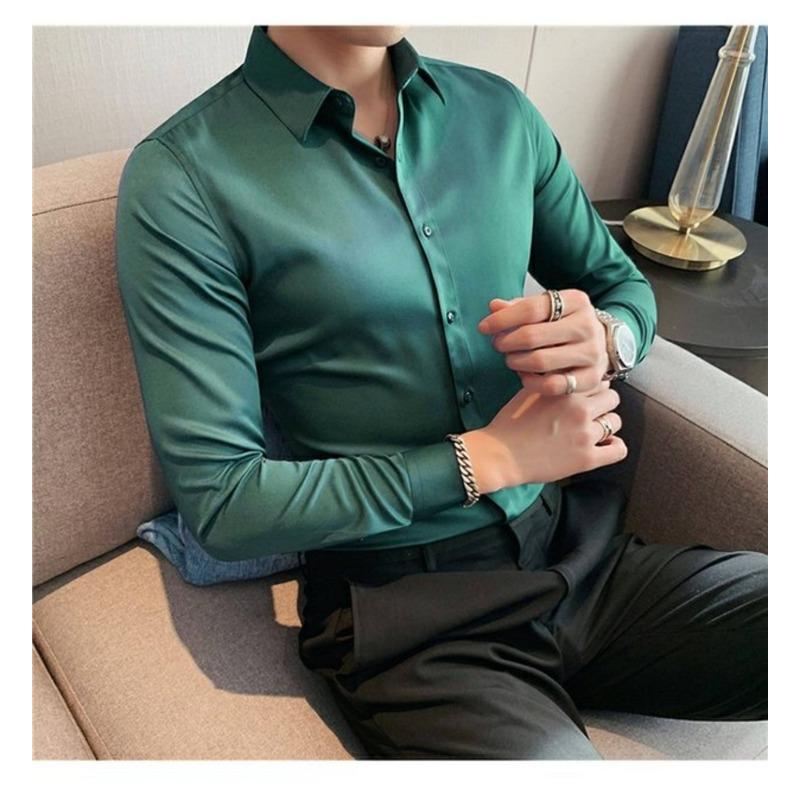 

Men s Gray Slim Fit Long Sleeve Dress Shirt - Formal Business Casual Button Down Top L зелений