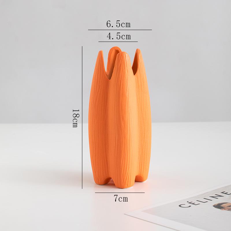 Nordic Ceramic Irregular shape Orange Small Vases, Home Dining Table, Living Room, Bedroom, Office Accessories, Flower Ware, 1Pc