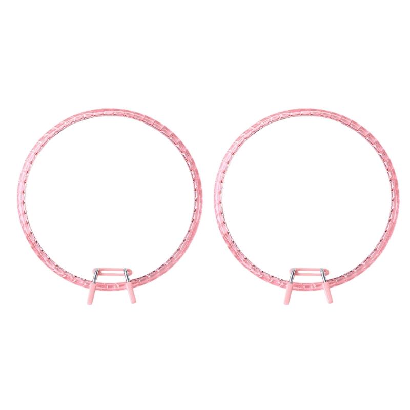 2Pcs Adjustable Embroidery Hoop Spring Loaded Round Plastic Stitching Frames for Sewing Needlework Fabric Craft Project