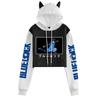Blue Lock Cat Ear Color Block Hoodie with Plus Velvet