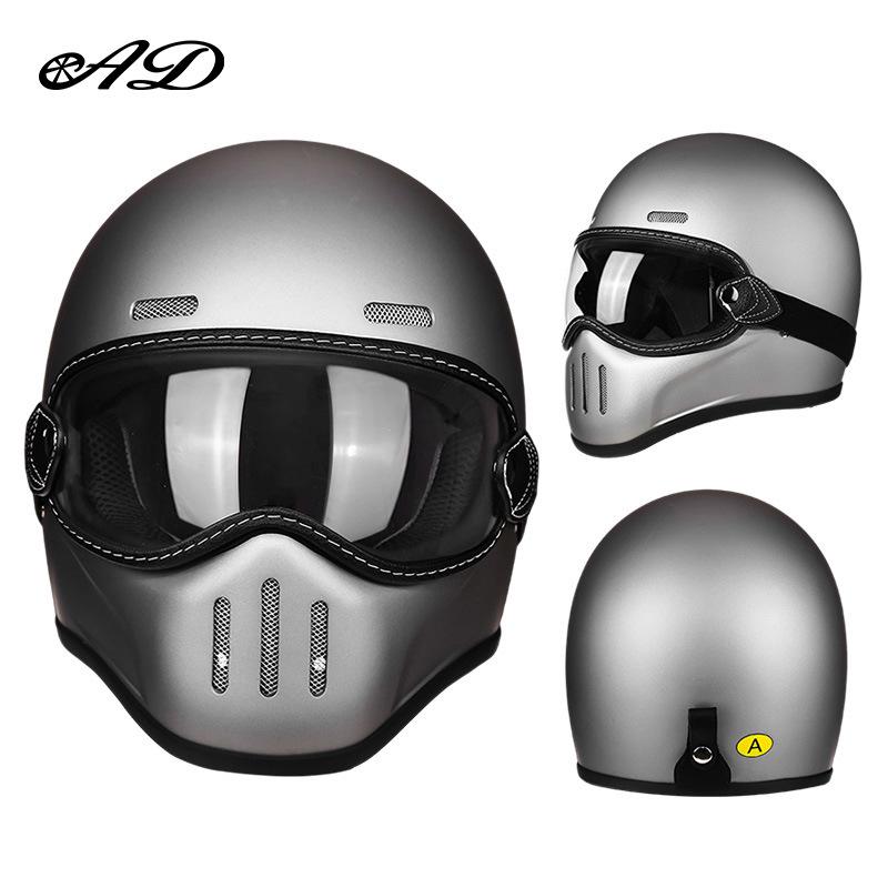 AD Fiberglass Retro Full Face Motorcycle Helmet for Men and Women