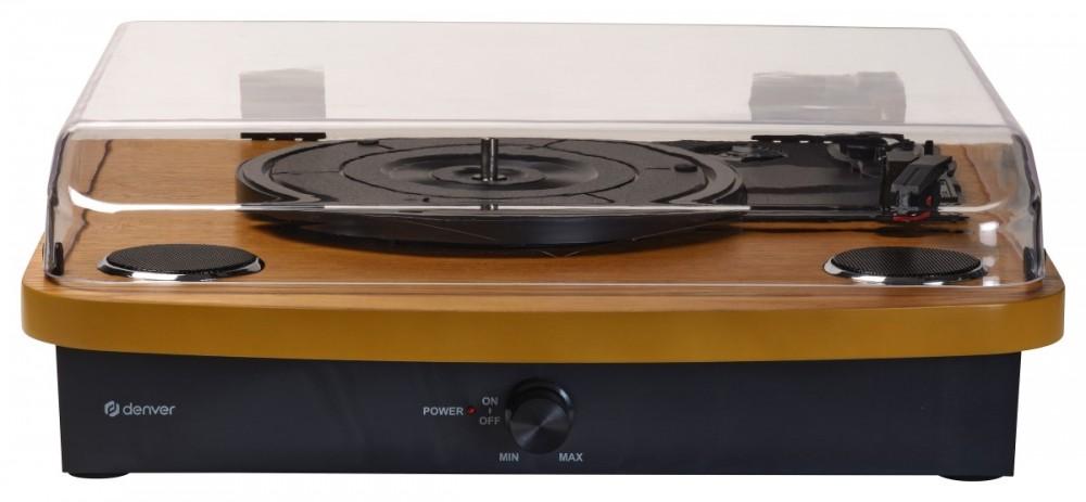 DENVER VPL-230 - Record Player with Built-in Speakers, Bluetooth, USB and SD and MP3 Card Slot, Walnut, Denver