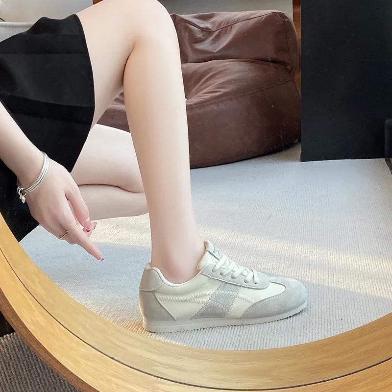 Spring New Style Sports Shoes Casual and Lightweight Walking Shoes for Women Matte Leather Training Retro Vulcanized Shoes