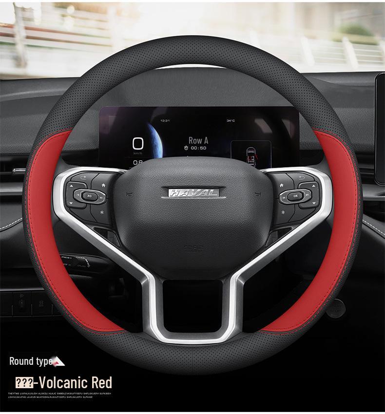 Ultra-thin Genuine Leather Steering Wheel Cover for Haval Models: Big Dog, H6, Xiaolong, Menglong, H5, H9, Chitu, H3