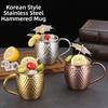 Retro Drinking Cup Hammer Pattern Stainless Steel Cup Wine Cup Moscow Mule Mug  Kitchen