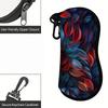 Floral Pattern Protective Sunglasses Case, Vintage Red And Blue Leaf Print Eyewear Pouch, Portable Zipper Glasses Organizer For Travel Daily Use