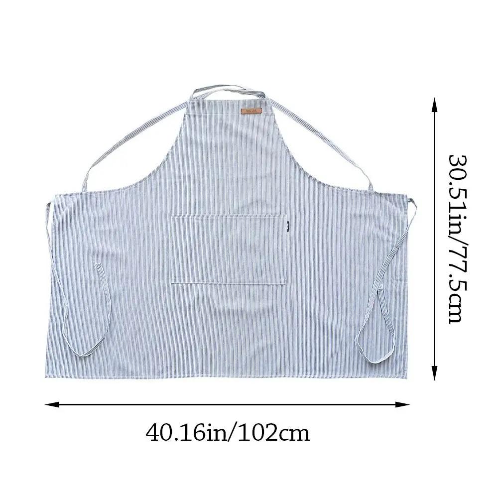 Förkläde i bomull i japansk stil, smutsavvisande, stora fickor, köksförkläde, lättviktigt, andningsbart, kaféuniform