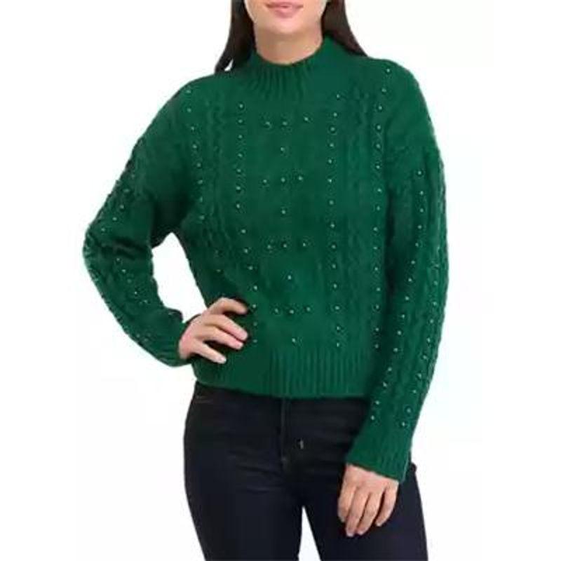 Sunshine Home Autumn and Winter New Foreign Trade European and American Plus size women clothing Short Order Beads Sweater Twist Long sleeve Knit
