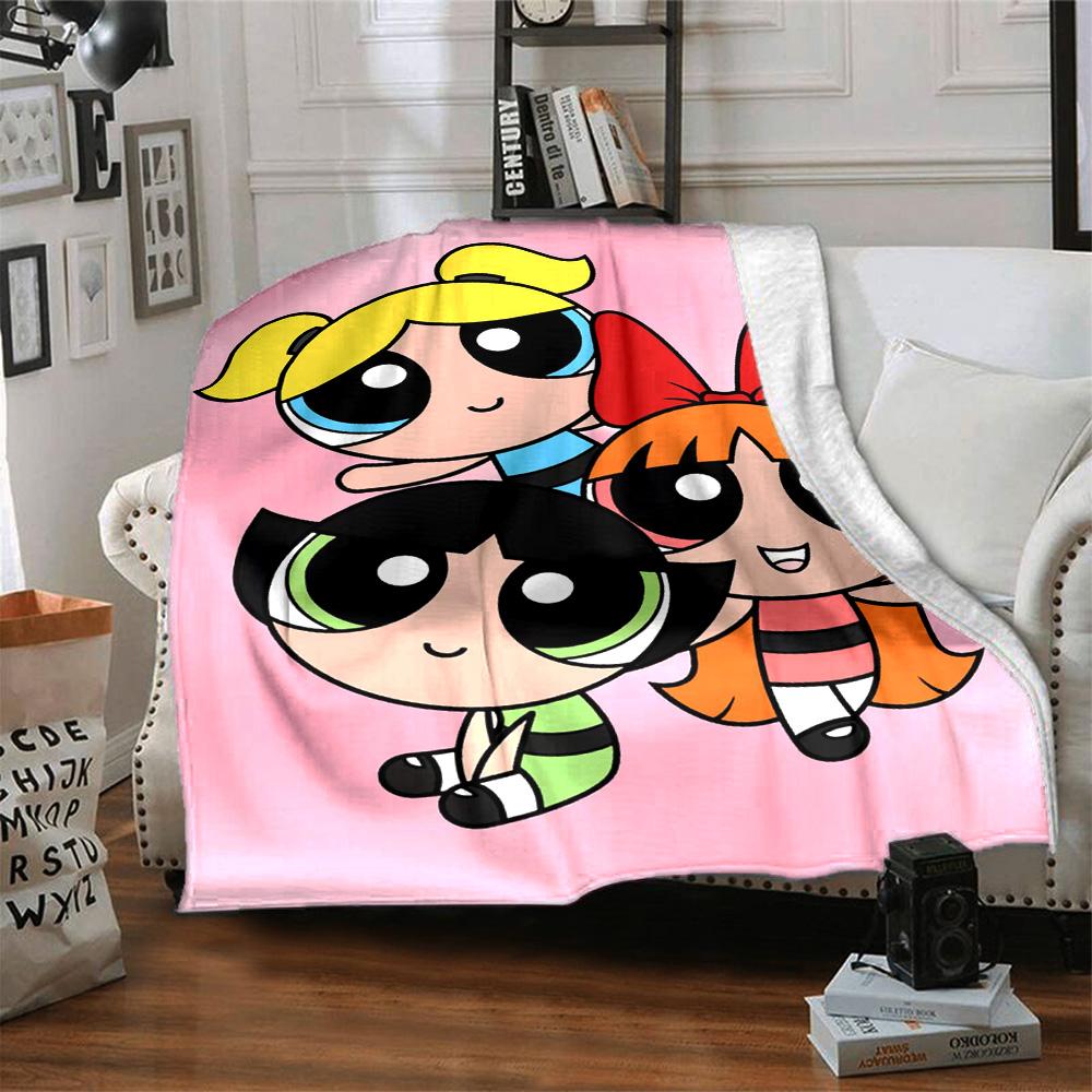 Powerpuff Girls Adventure Flannel Blanket Super Soft Warm Cozy Blanket For Sofa Bed Office Travel Allseason Home Decor Gift