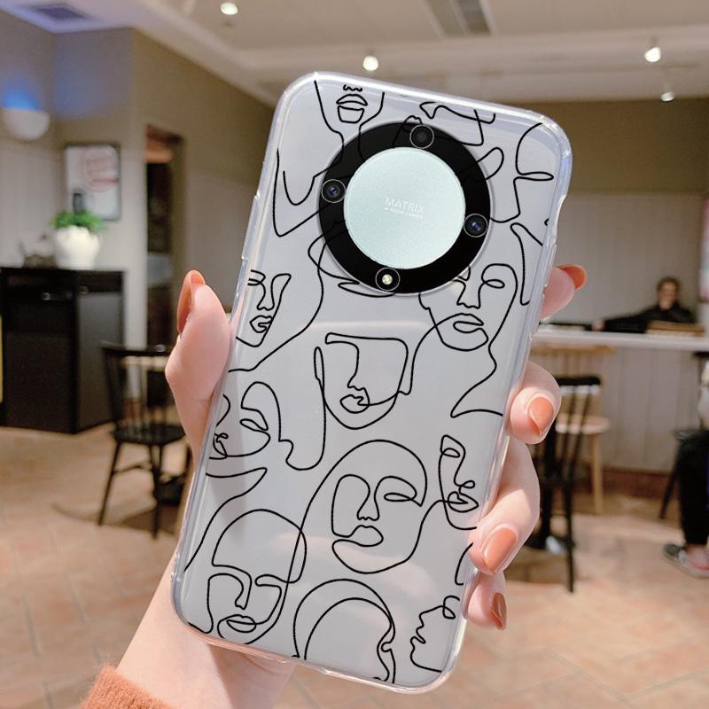 Clear Case For Honor Magic 5 Lite X9a Shockproof Cover Cartoon Cute Cat Soft Silicone Fundas For Honor X9c X9b Women Clear Bags