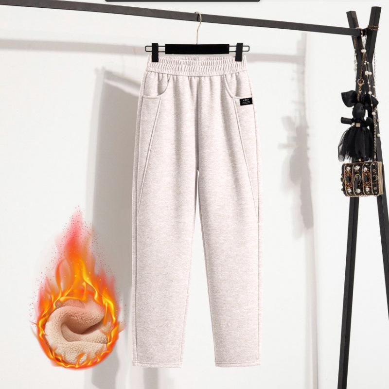Velvet-Lined High Waist Pants for Middle-Aged Women - Winter Fashion for Shorter Figures