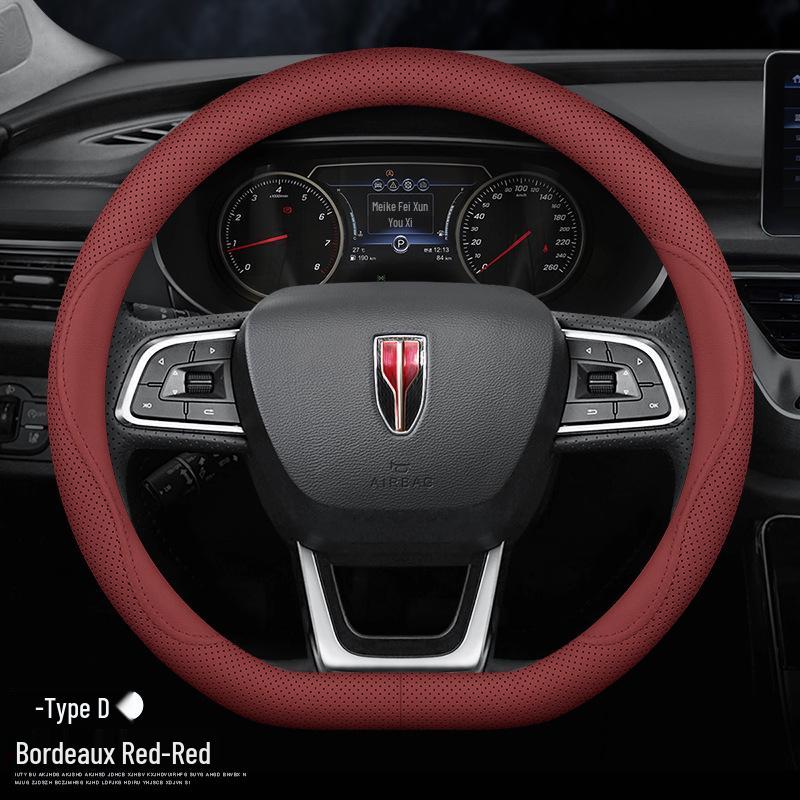 Genuine Leather Steering Wheel Cover for Hongqi H5, HS5, H6, HS3, H9, HS7, HS6, HQ9, EQM5, and O5