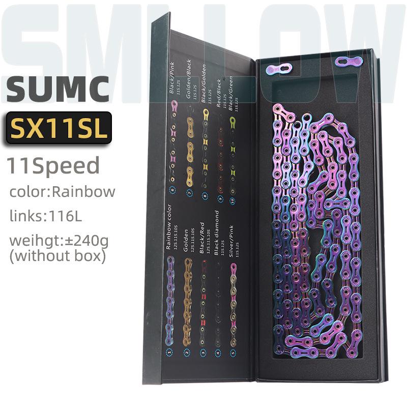 

SUMC Black Diamond Chain for Mountain Road Bike, 11/22/33 Speed with Hollow Axle.