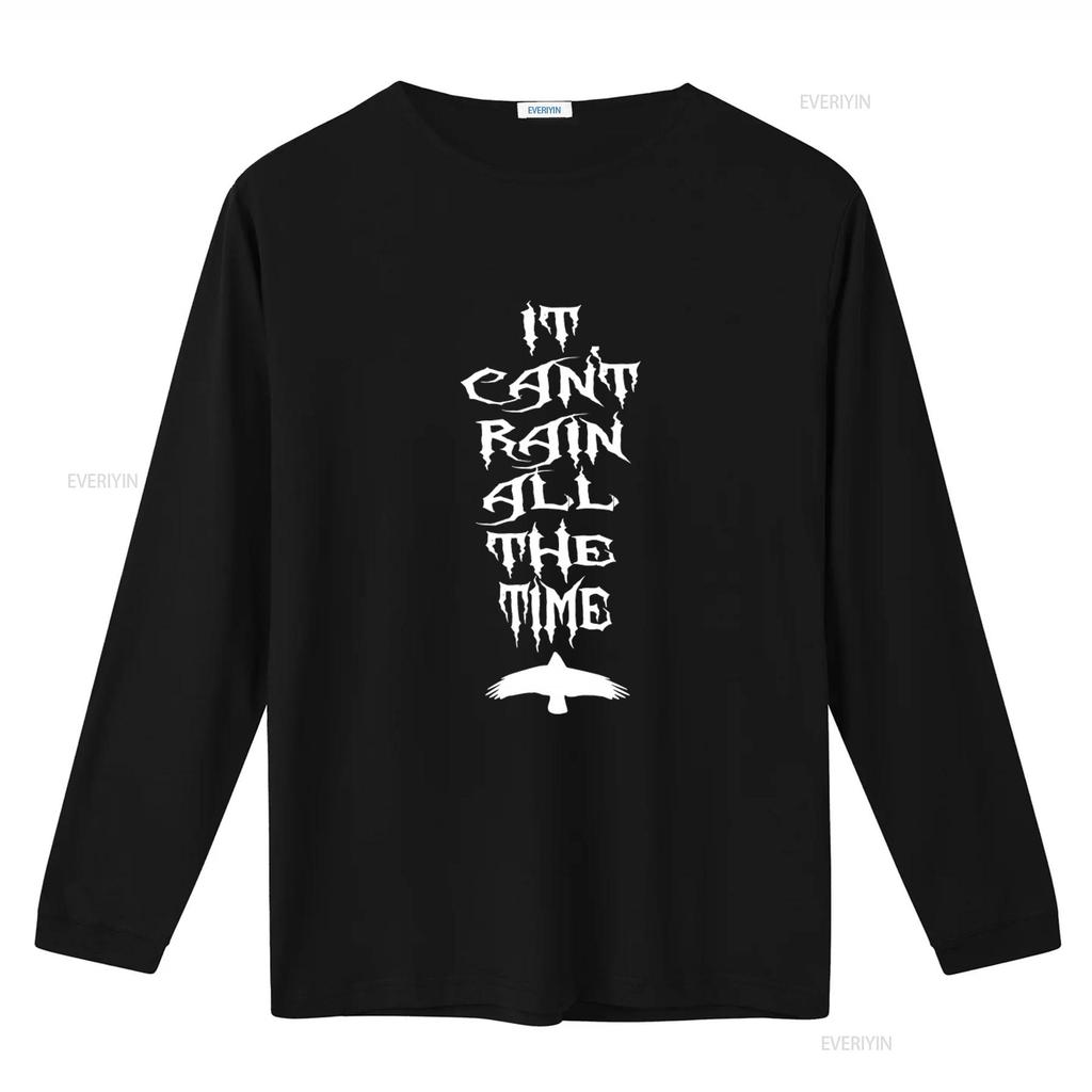 It Cant Rain All The Time Gothic Style T Shirt with Raven Print vintage Washed streetwear Comfortable Top For Everyday Wear