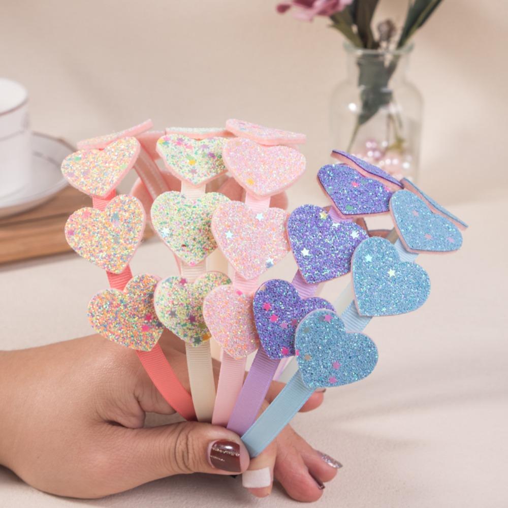 

5 шт. Модные повязки на голову для девочек, блестящие повязки для волос с сердечками, милые детские повязки на голову из пластика с зубчиками, детские аксессуары для волос для девочек