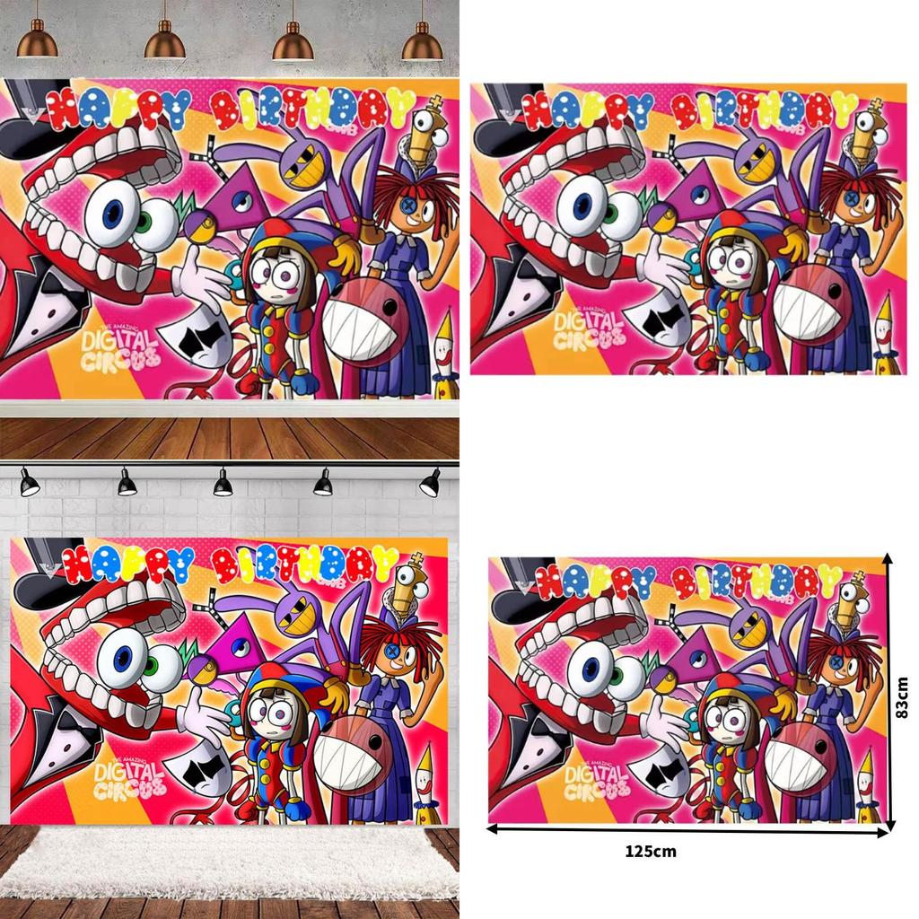 The Amazing Digital Circus Printing Design Background Fabric Kids Birthday Decor