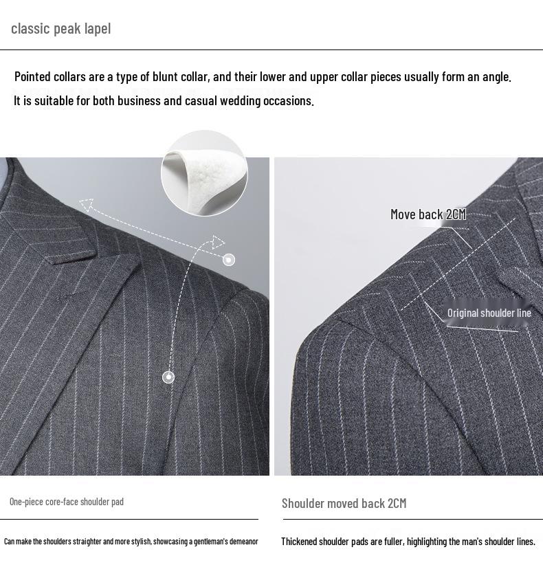 Men's Plaid Slim Fit Korean Style Tuxedo Three-Piece Suit for Weddings & Photography