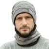 Bafup Neck Warmer and Knit Beanie Hat Fleece Lined Thermal Soft Stretch Winter Cold Protection for Ski Cycling Commuting Gray