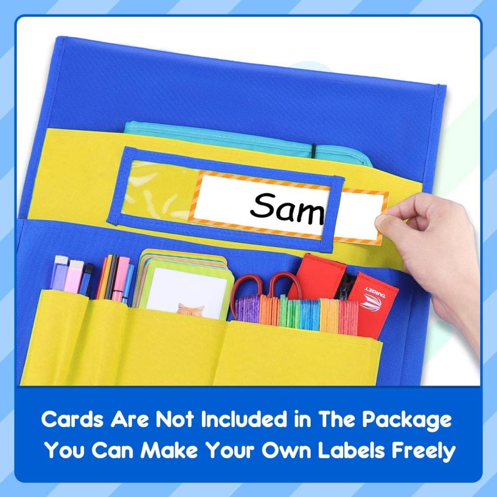 Classroom Chair Pockets 15"W x 19"H Chairback Buddy Pocket Chart Desk Buddy Pocket Organizer with Label Slot Chair Pockets for Organizing Classroom