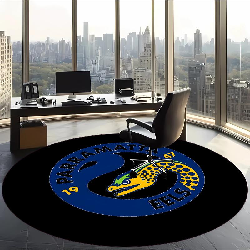 Parramatta Eels (1) Round Office Rug Decorative Floor Rug for Office Bedroom Living Room and Home Space