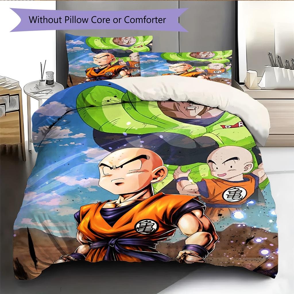 Povlečení s motivem postav z Dragon Ball Domácí dekorace Narozeninový dárek (1 * povlak na peřinu + 2 * povlak na polštář, bez jádra)
