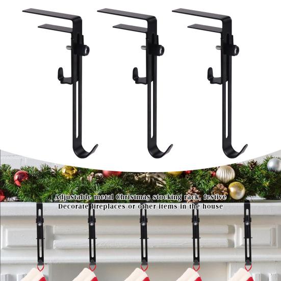 Christmas Stocking Hook Heavy-duty Metal Hook Mantel Stocking Holder Adjustable Xmas Garland Hook for Home Mantel Party Decoration
