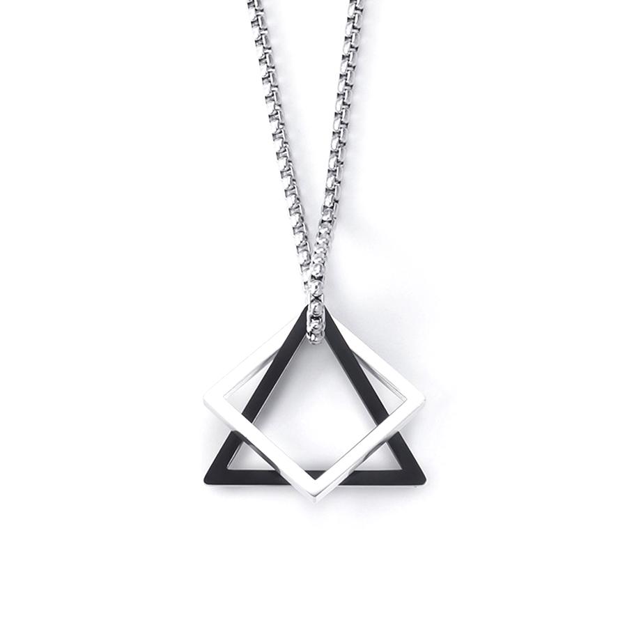 Geometric Necklace for Men Women Titanium Steel Triangle Square Interlocking Chain Choker Male Jewelry Accessories Gifts
