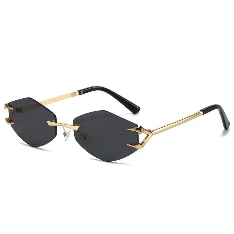 Luxury Polygon Sunglasses for Women Hipster Irregular Rimless Sunglasses Ladies Small Metal Frame Vintage Rhombus Eyewear