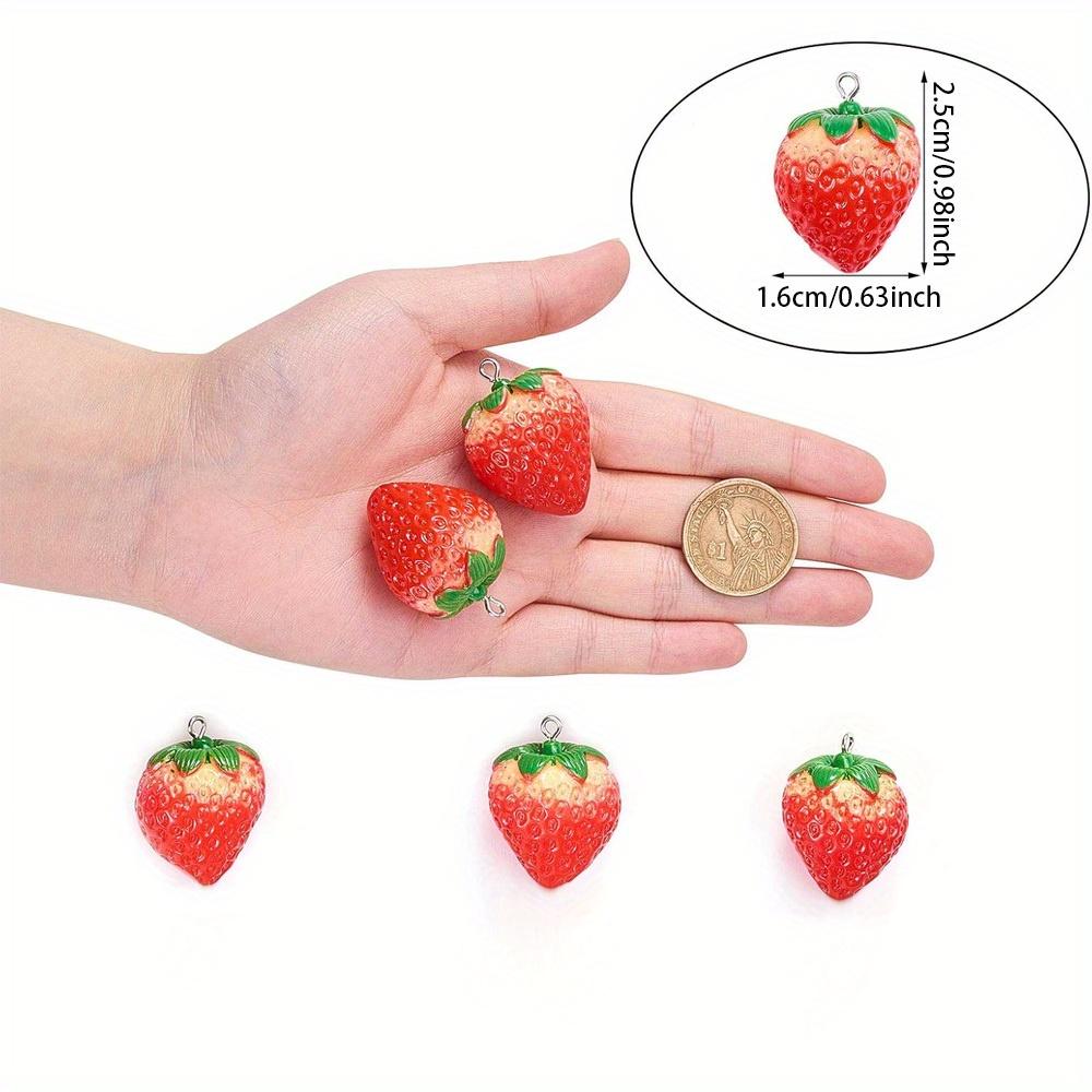 3/5/8pcs Red Strawberry Pendant Plant Series Resin Pendant, DIY Summer Beach Foot Chain Bracelet Earrings