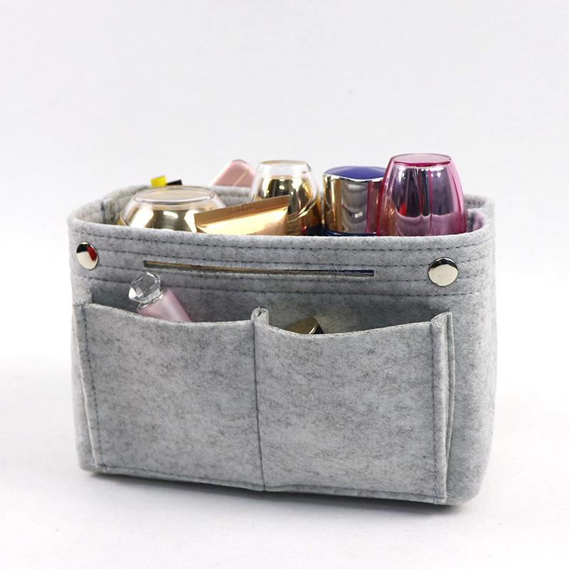 

Ladies Cosmetic Bags Multifunction Insert Makeup Bag Women Travel Inner Purse Portable Organizer Tote Large Capacity Felt Buckle Wash Bag