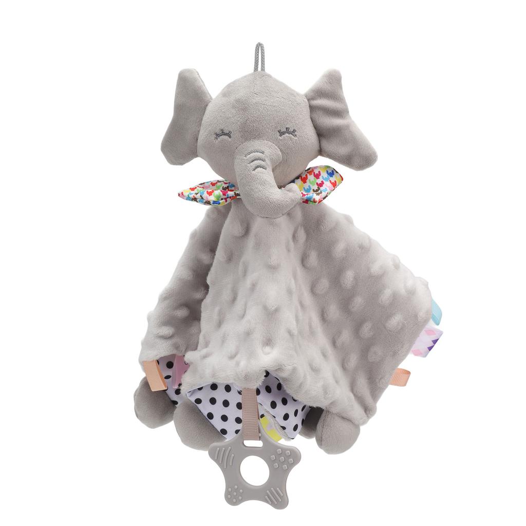 Baby-Schmusedecke, leuchtende Farben, Plüsch, bequeme Baby-Kuscheldecke, süße Tierpuppe, Grau