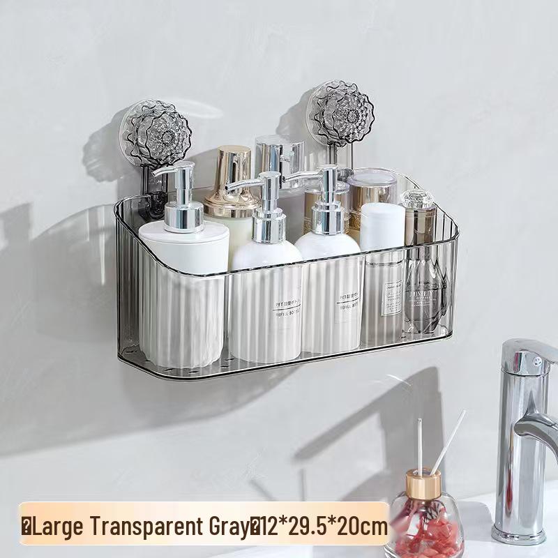 Punch-Free Suction Cup Wall-Mounted Bathroom Storage Rack