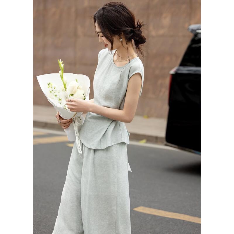 Women's Summer Twist-Knot Top & Elastic Waist Skirt Set
