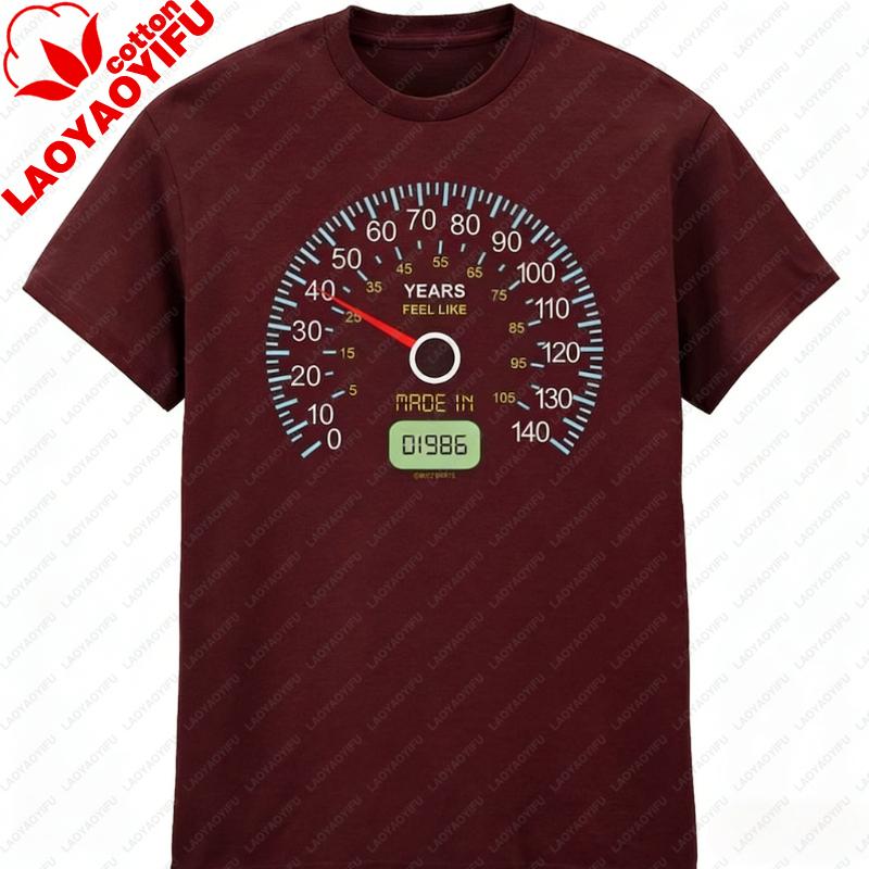 Unisexs 40th Birthday TShirt Speedometer Born In 1986 Years Feel Like Slogan Oversized T Shirt Women Clothes Graphic T Shirts Tops
