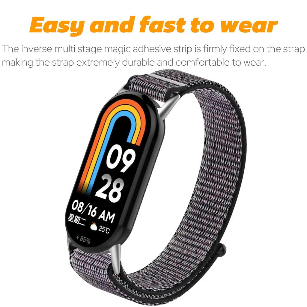 Nylon-Schlaufe für Xiaomi Smart Band 8 Armband Verstellbares Elastisches Armband Uhrenarmband für Mi Band 8 Band Zubehör
