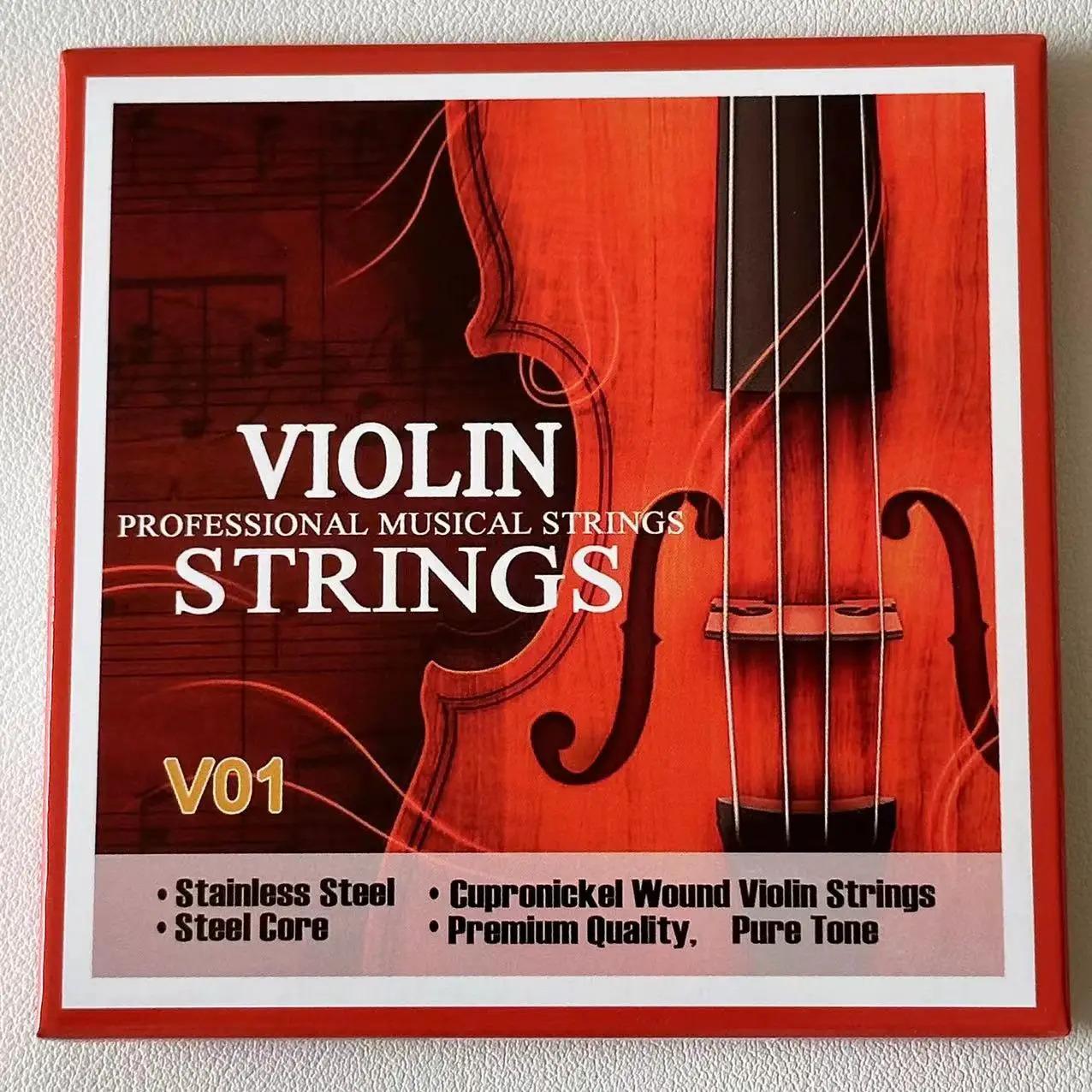 

Violin Strings Full Set (GDAE) - Steel Core Cupronickel Wound, Medium Gauge - Bright Clear Sound, Smooth Surface, Durable - Prof