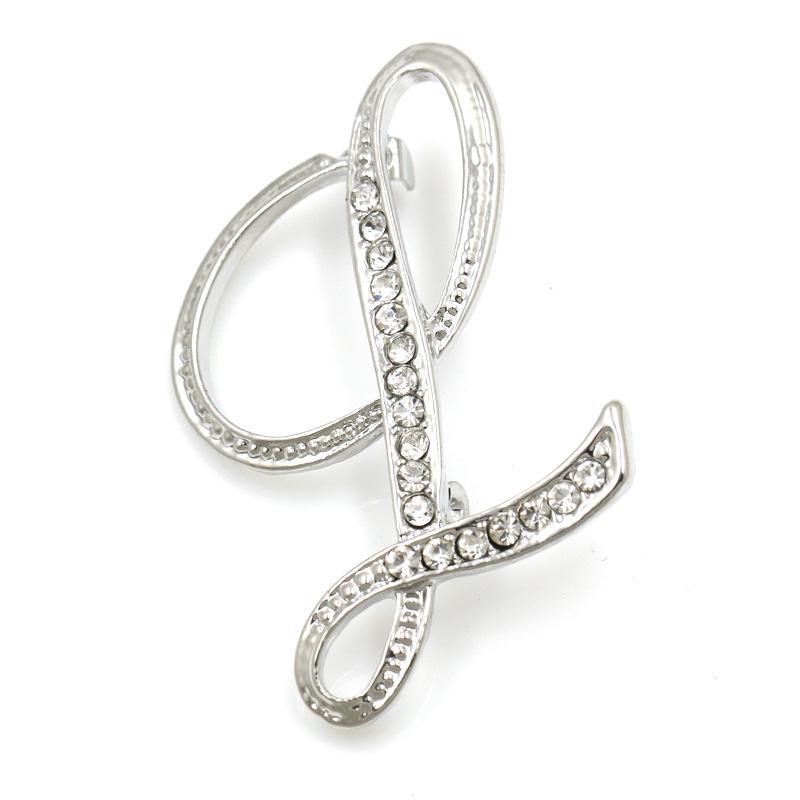 Trendy 26-Letter Rhinestone Brooch Pin - Fashion Accessory for Clothing & Bags