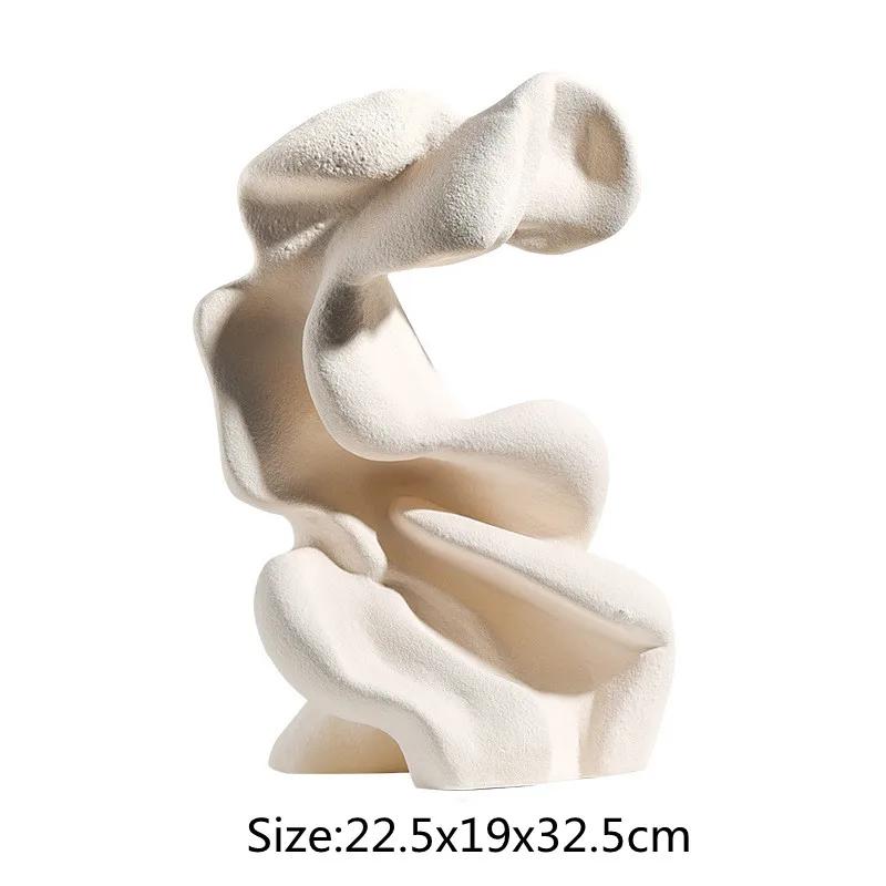 Ceramic Ornaments Abstract Hollow Curl Sculpture Modern Porcelain Artifact Decorative Figurines Room Decoration Accessories