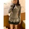 Womens Ballet Style Semi-High Neck Long Sleeve Top Fitted Thickened De Base Layer Winter
